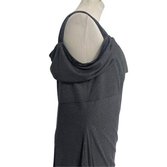 Alex Evenings Size 16 Maxi Dress Sleeveless Gray Shimmer Wedding Party Ruched - Picture 4 of 11